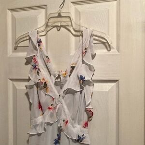 Astr The Label White Floral Print Ruffle Dress